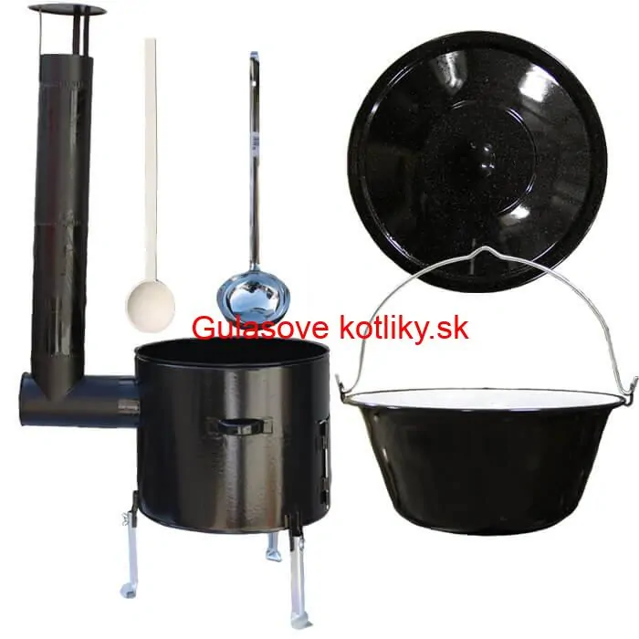 Smaltovaný kotlík 30 L (1,2 mm) + smaltovaná kotlina 45 cm + vareška a naberačka Easy party