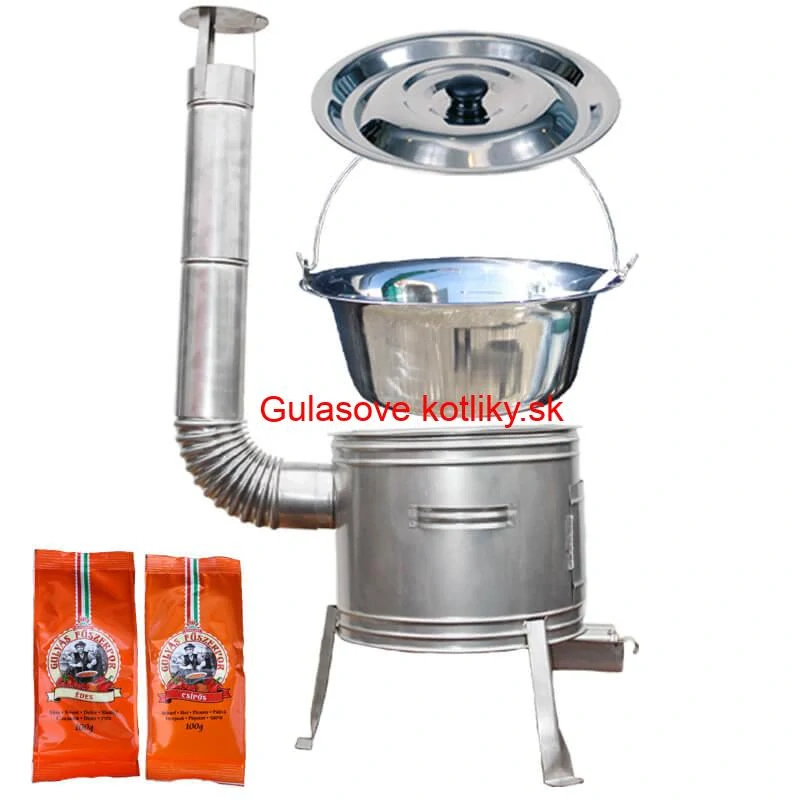 Nerezový kotlík 20 L (1,2 mm) INOX + Nerezová kotlina 42 INOX + paprikové korenie na guláš - MIX 100 g