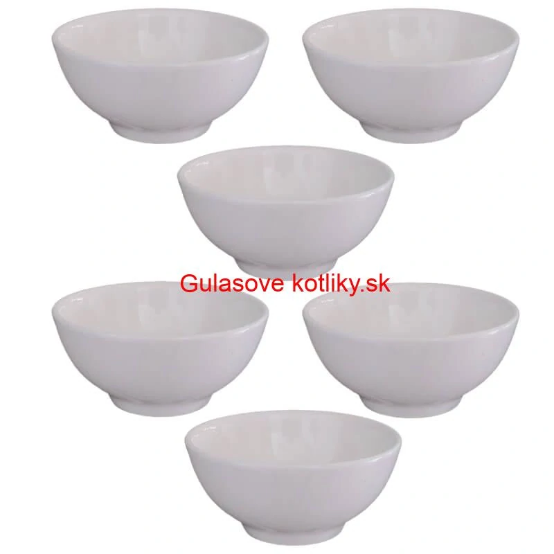 Keramické misky na servírovanie gulášu 15 cm 6 ks biele