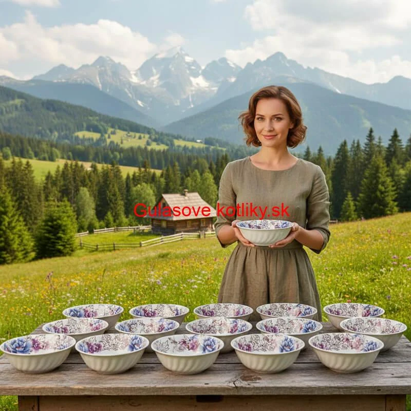 Plastová miska s kvetinovým vzorom (750 ml) – teraz v sade 12 kusov!