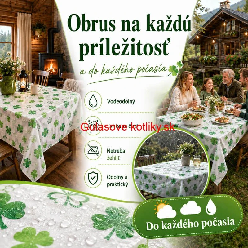 Umývateľný PEVA obrus Štvorlístky 137 × 183 cm