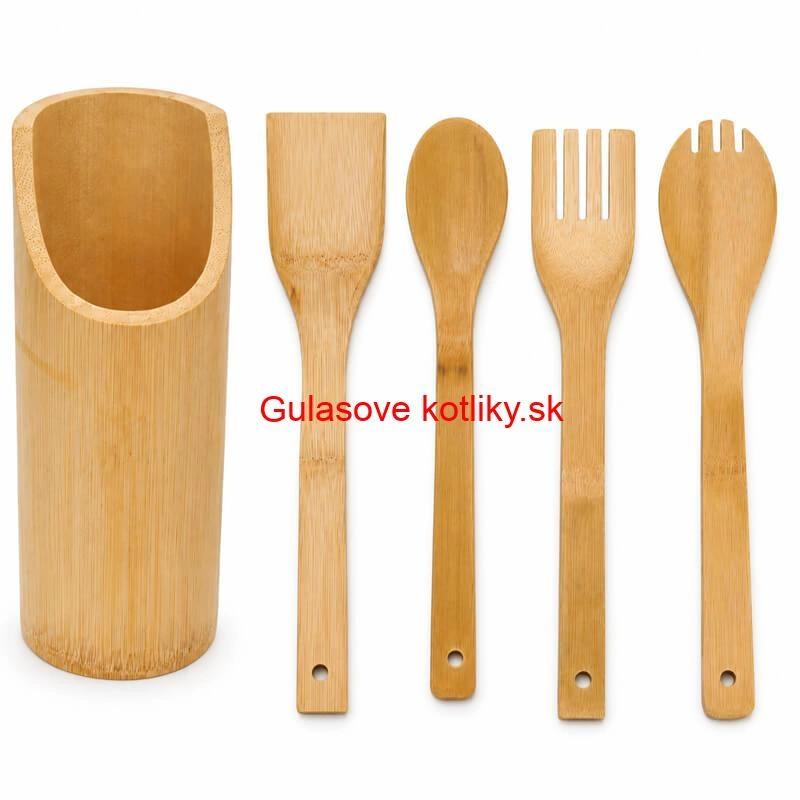 Drevená kuchynská súprava so stojanom – 5 dielov