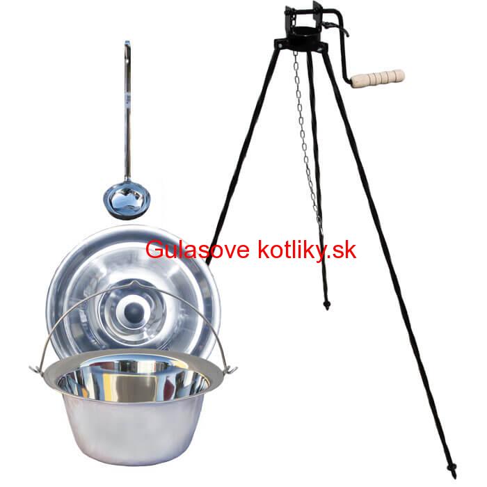 Antikorový kotlík 10 L + pokrievka + stojan s kladkou VAR