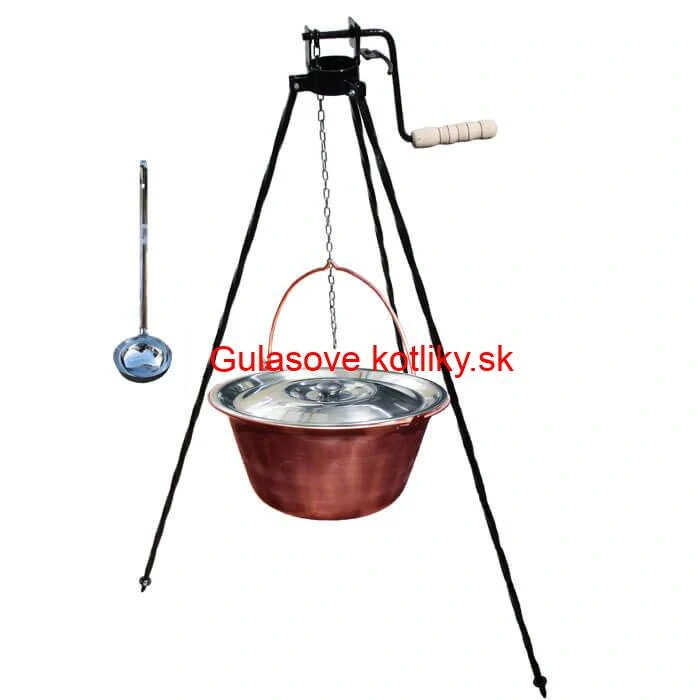 Medený kotlík 14 L (1,2 mm) + pokrievka + stojan s kladkou VAR