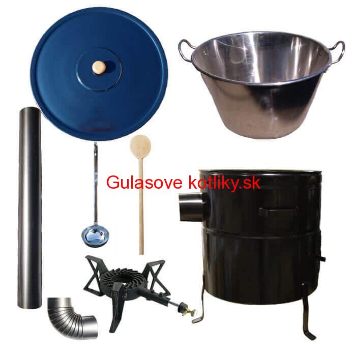 Zabíjačkový nerezový kotol 50 L, kovová kotlina 50 cm, smaltovaná pokrievka, horák 7 kW + dymovod zdarma