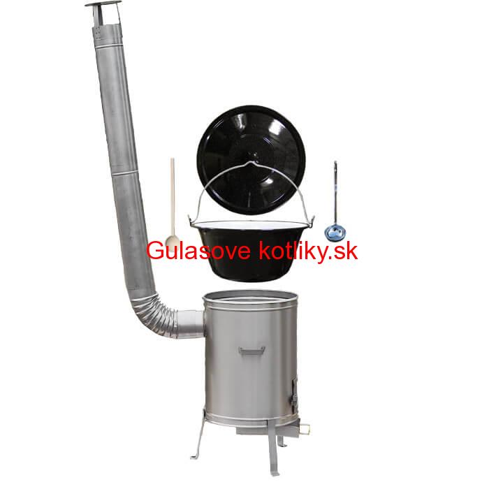 Smaltovaný kotlík 13 L (1,2 mm) + nerezová kotlina 36 cm + vareška a naberačka LUX