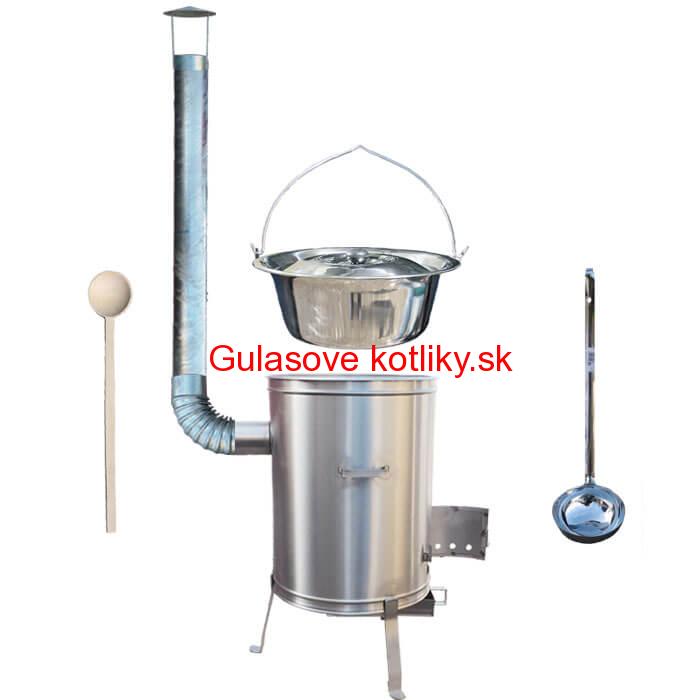 Antikorový kotlík 15 L (1,2 mm) + nerezová kotlina 36 cm + vareška a naberačka LUX