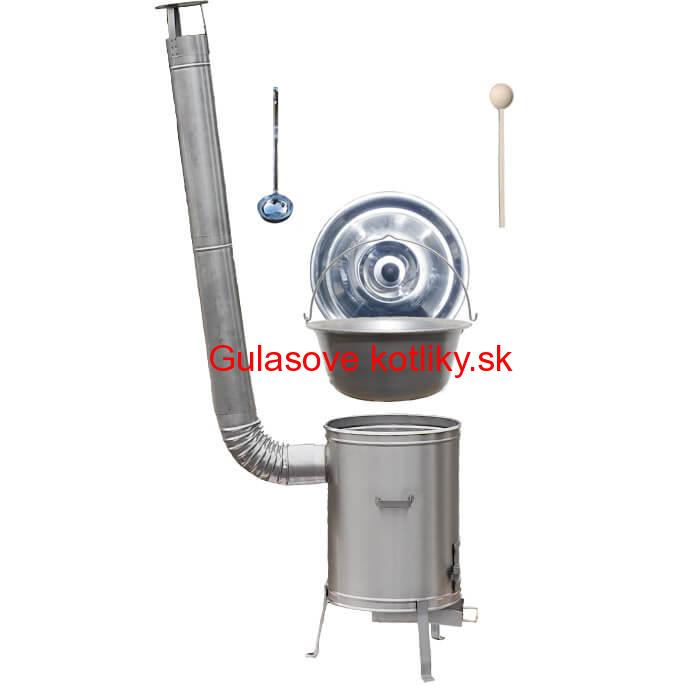 Nerezový kotlík 15 L (1,5 mm) + nerezová kotlina 36 cm + liatinový horák 7 kW, vareška LUX