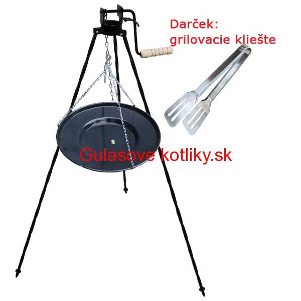 Grilovacia panvica s retiazkou + stojan s kladkou