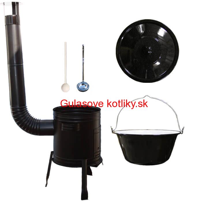 Smaltovaný kotlík 25 L (1,2 mm) + kovová kotlina 42 CLASSIC (KOV) + vareška a naberačka Easy party