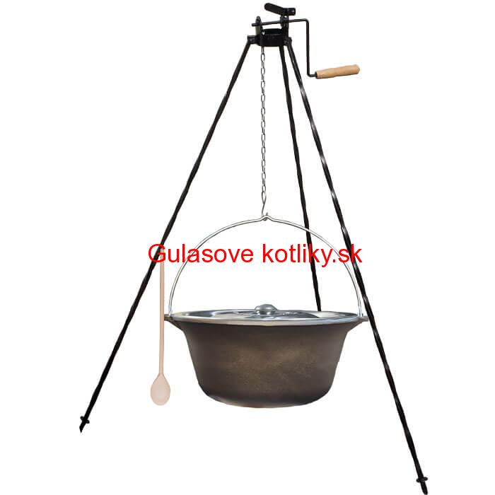 Liatinový kotlík 22 L + stojan s kladkou VAR