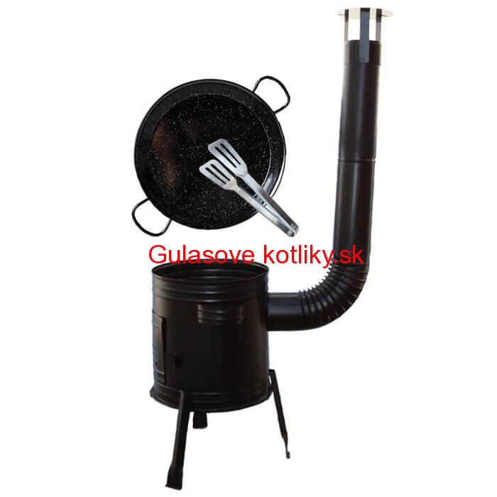 Paella smaltovaná panvica 38 cm + Kotlina 36 cm a obracačka na mäso Party