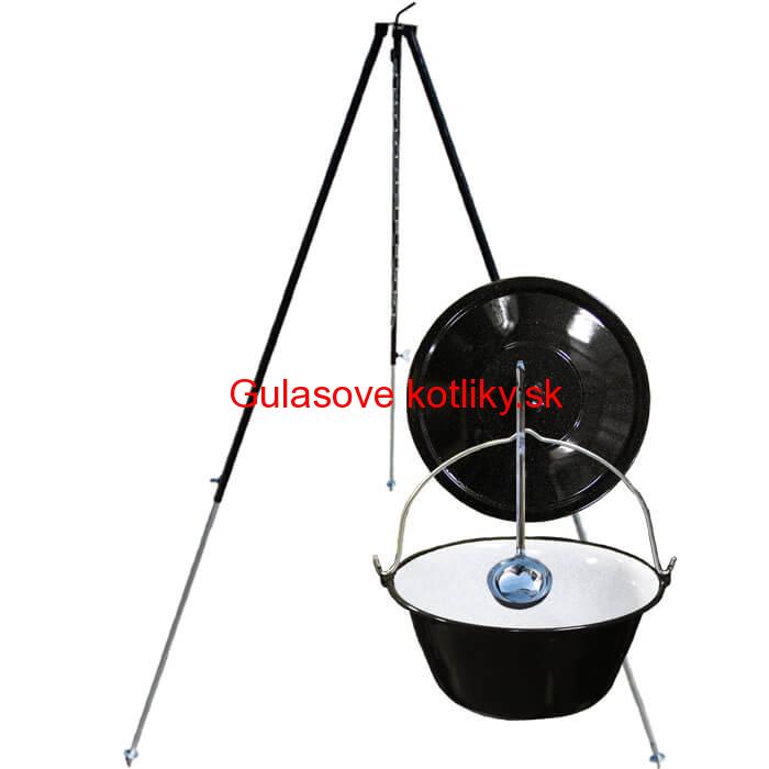 Smaltovaný kotlík 30 L + pokrievka + teleskopická trojnožka 1,40 m