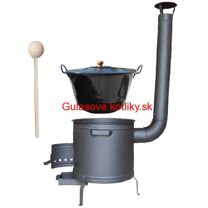 Smaltovaný kotol 70 L na zabíjačku s žiaruvzdornou kotlinou 53 cm PLUS 600 + vareška