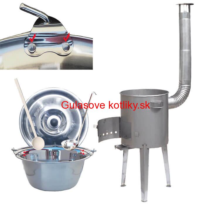 Zosilnený nerezový kotlík 20 L + nerezová kotlina 42 cm LUXUS