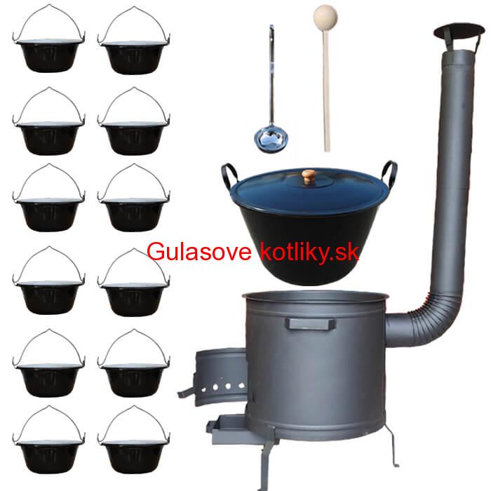 Smaltovaný kotol 50 L + servírovacie kotlíky (12 ks) PLUS 600