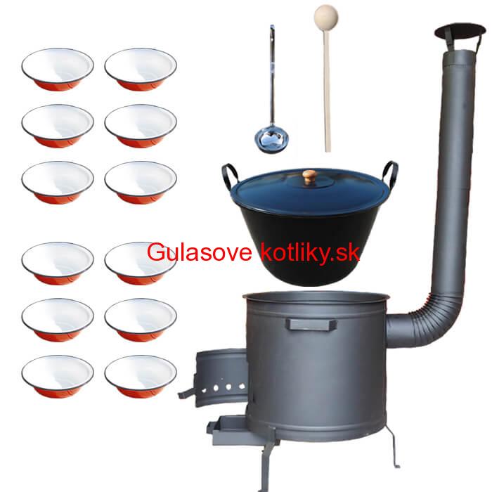 Smaltovaný kotol 80 L + smaltované taniere 12 ks PLUS 600