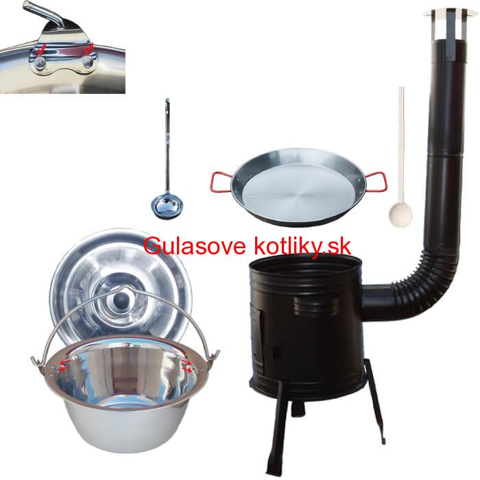 Paella oceľová panvica 46 cm s nerezovým kotlíkom 20 L (0,8 mm) a kotlinou