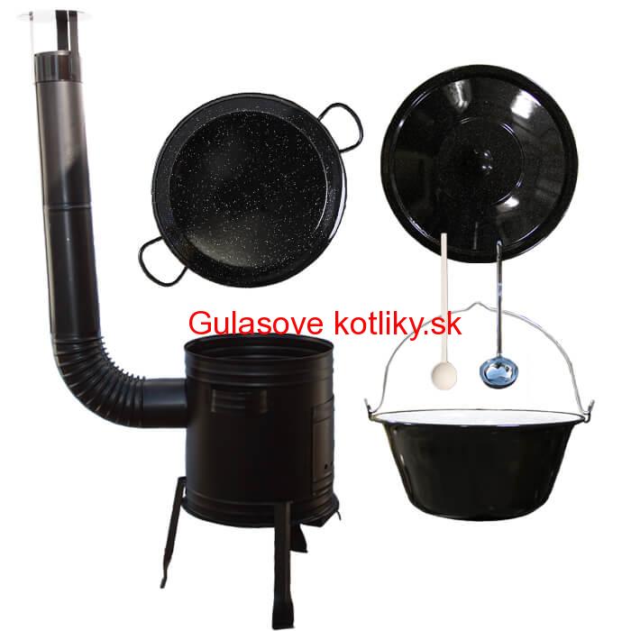 Paella smaltovaná panvica 34 cm so smaltovaným kotlíkom 8 L (1,2 mm) a kotlinou