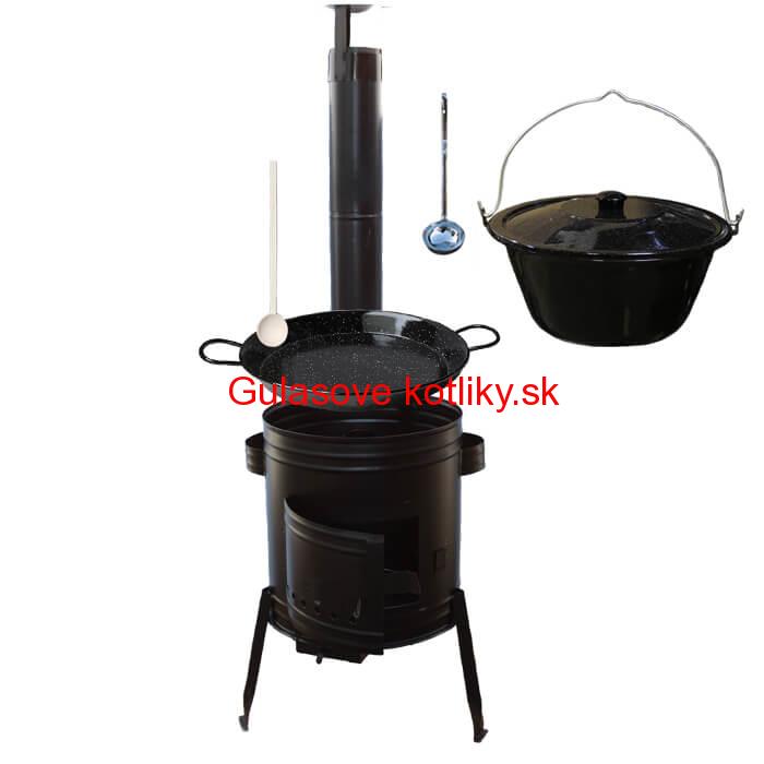 Paella smaltovaná panvica 42 cm so smaltovaným kotlíkom 16 L (1,2 mm) a kotlinou