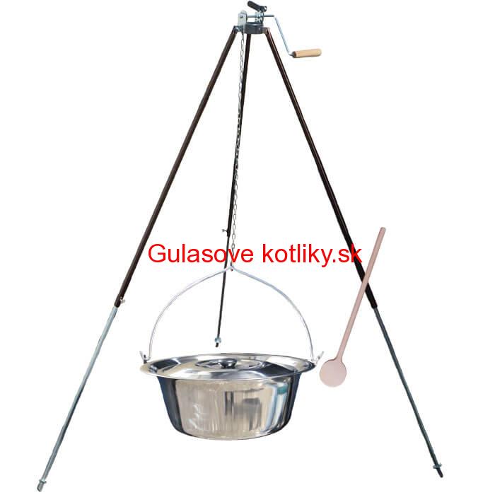 Antikorový kotlík 20 L (1,2 mm) + teleskopická trojnožka s poistnou kladkou + pokrievka