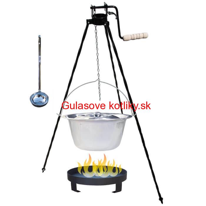 Antikorový kotlík 22 L (0,8 mm) + Ohnisko + stojan s kladkou VAR