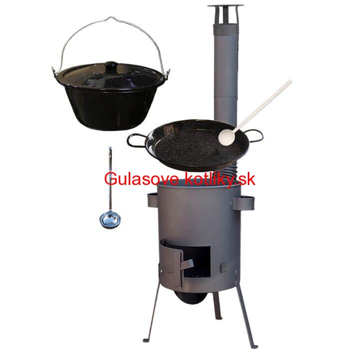 Smaltovaný kotlík 20 L + Paella smaltovaná panvica 46 cm + žiaruvzdorná kotlina 42 PLUS 600 4 MM