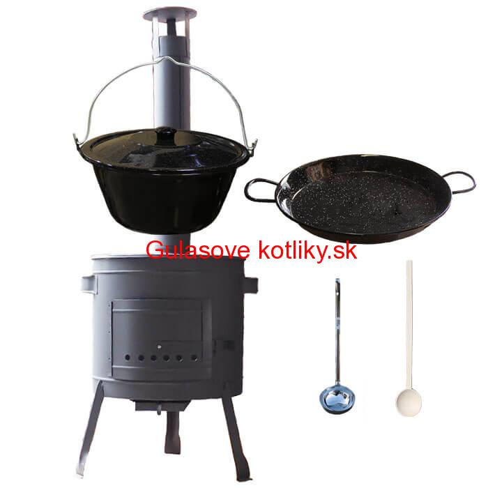 Smaltovaný kotlík 20 L + Paella smaltovaná panvica 46 cm + žiaruvzdorná nízka kotlina 42 PLUS 600