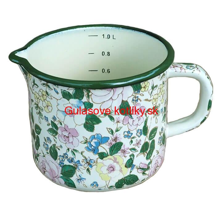 Smaltovaný hrnček s výlevkou 1 L DECOR
