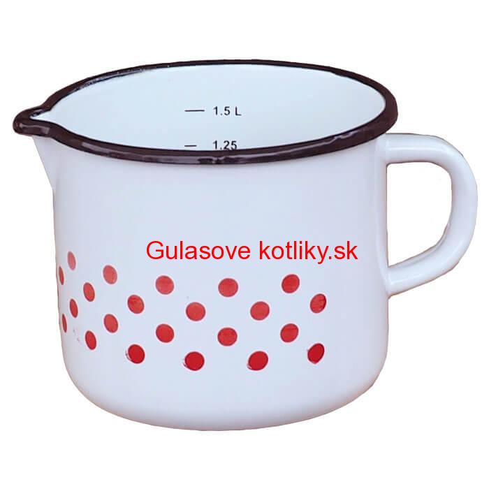 Smaltovaný hrnček s výlevkou 1,5 L - bodkovaný