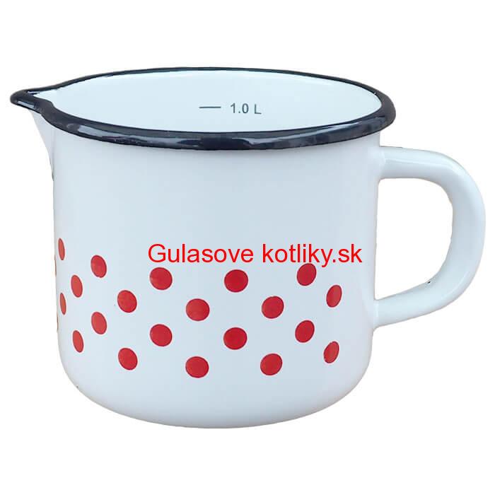 Smaltovaný hrnček s výlevkou 1 L - bodkovaný