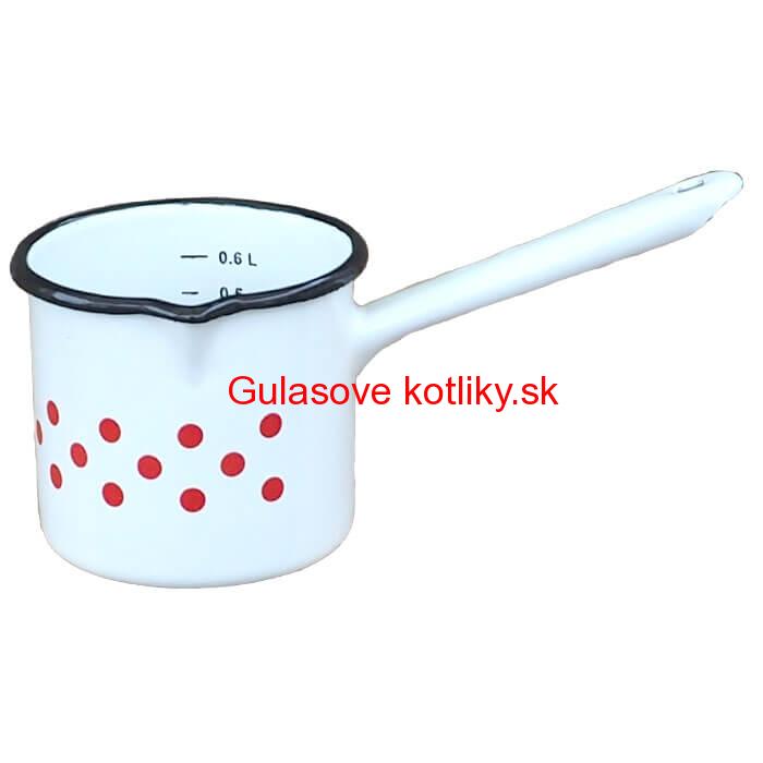 Smaltovaný hrnček s rúčkou 0,6 L - bodkovaný