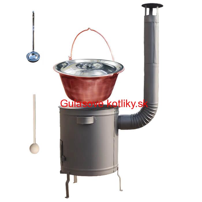 Medený kotlik 14 L (1,2 mm) + hrubostenná (1,5 mm) žiaruvzdorná kotlina 36 PLUS 600