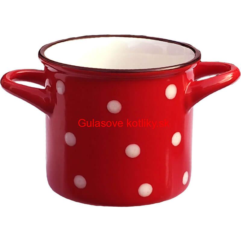 Keramický hrnček na polievku – červený DECOR