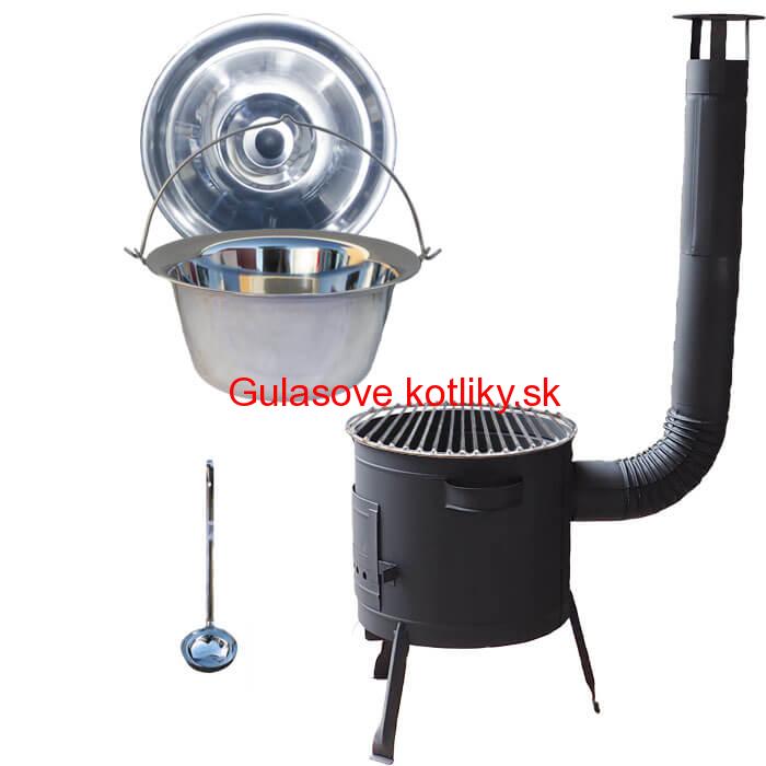 Nerezový kotlík 22 L (0,8 mm) INOX + Nerezový rošt 45 cm + nízka žiaruvzdorná kotlina 42 cm PLUS 600