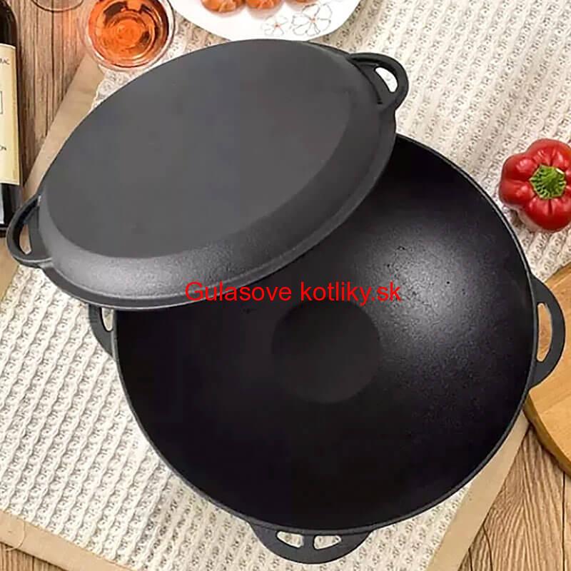 Liatinový wok s pokrievkou (panvicou) 37 cm 3 v 1