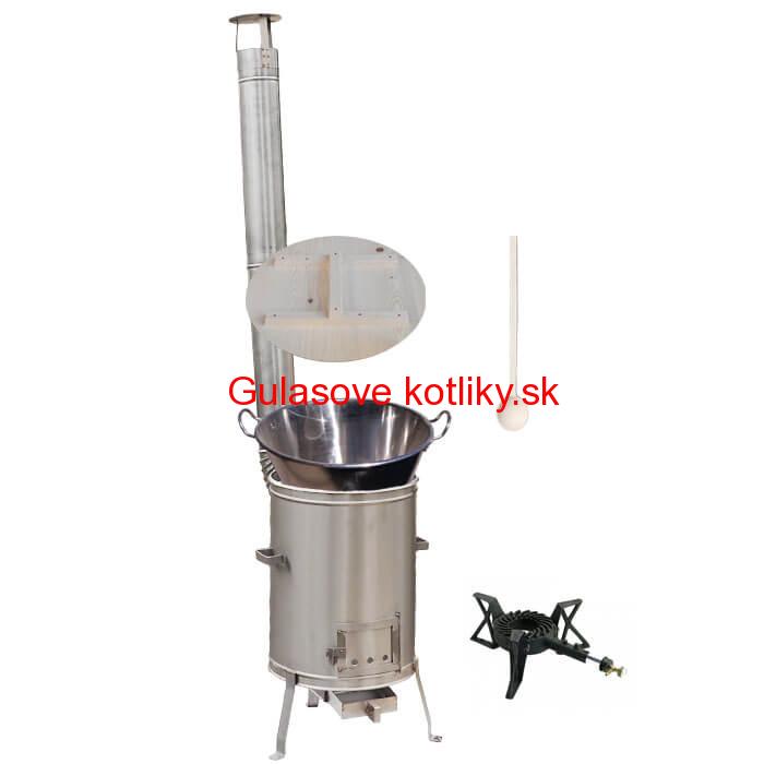 Zabíjačkový nerezový kotol 100 L + nerezová kotlina 60 cm + horák 7 kW + vareška
