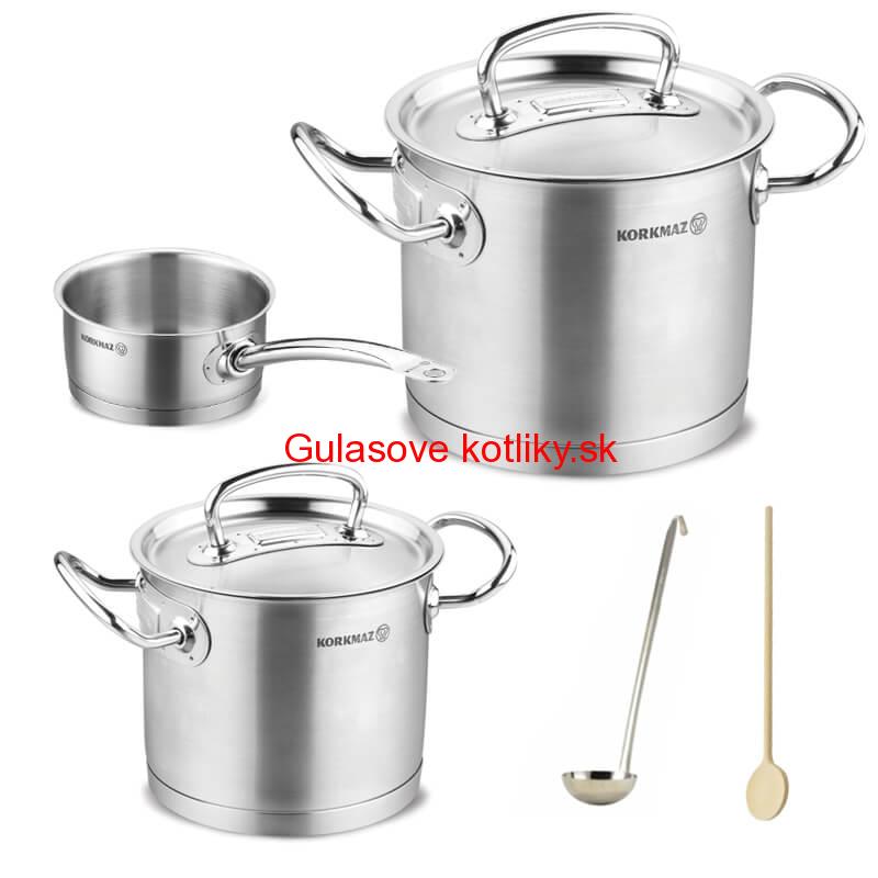 Sada nerezových hrncov s pokrievkou + rajnica 2 + 1 ks 5 L, 9 L, 1,5 L