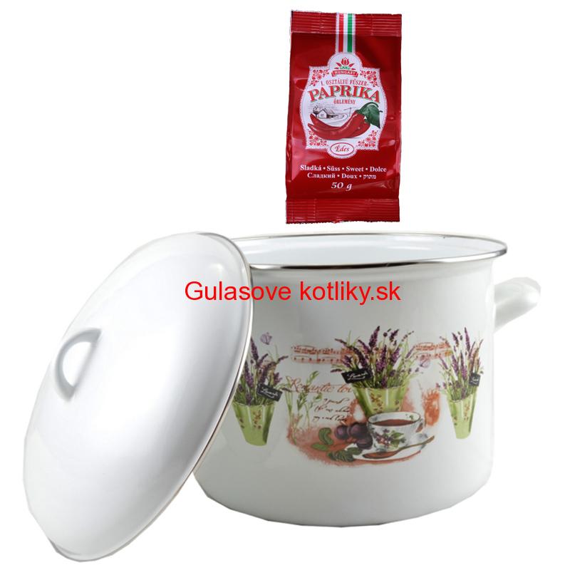 Smaltovaný hrniec s pokrievkou 10,4 L levanduľa + sladká paprika GURMÁN 50 g