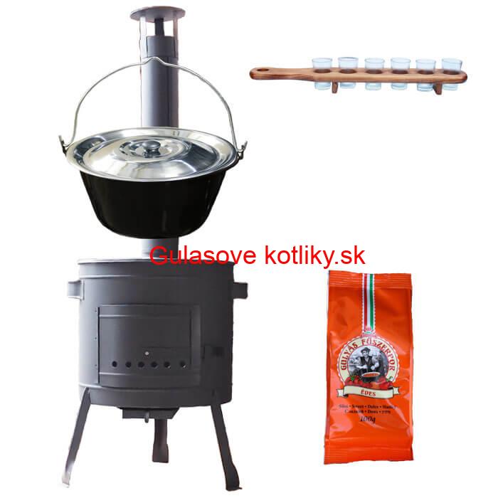Smaltovaný kotlík 20 L (1,2 mm) + korenie + štamperlíky + nízka žiaruvzdorná kotlina (0,8 mm) 42 PLUS 600