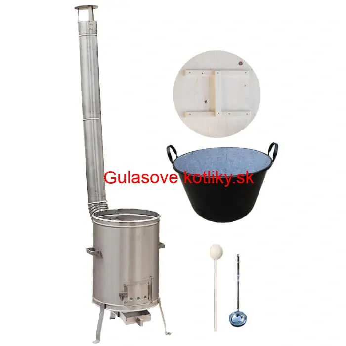 Zabíjačkový smaltovaný kotol 100 L + nerezová kotlina (1,5 mm) 60 cm LUX + vareška a naberačka