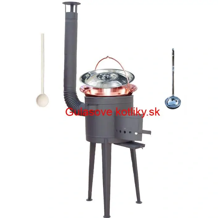 Medený kotlík 20 L (1,2 mm) + vysoká žiaruvzdorná kotlina (2,0 mm) HODO 42 cm PLUS 600 + vareška + naberačka