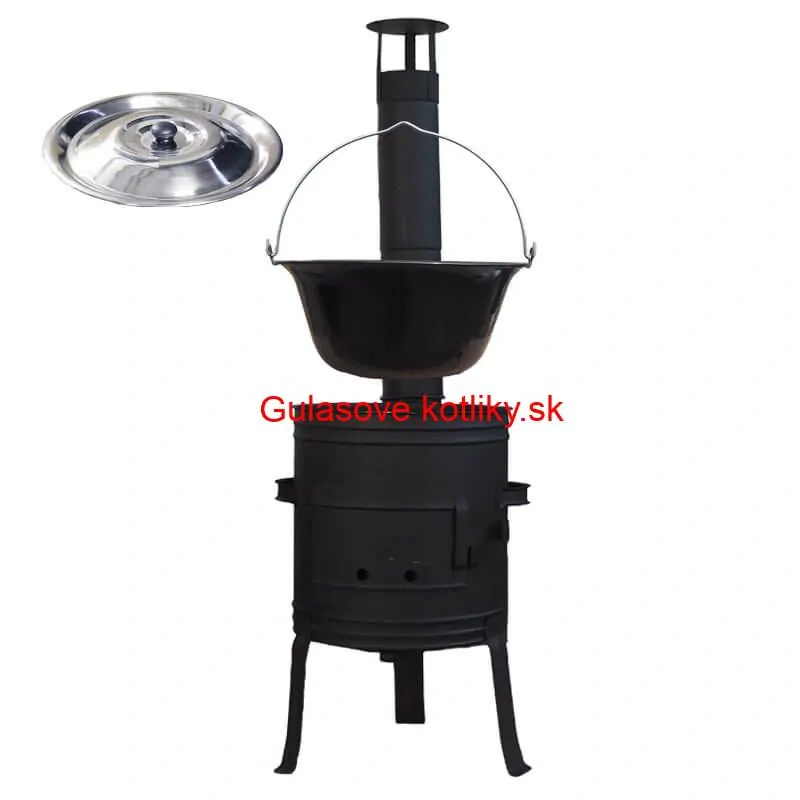 Smaltovaný kotlík 11 L BLACK + nerezová poklice INOX + žáruvzdorná kotlina 33 cm Plus 700
