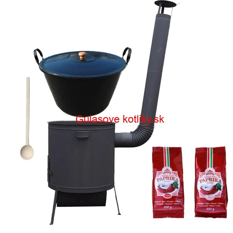 Smaltovaný kotol 60 L na zabíjačku + žiaruvzdorná kotlina 53 PLUS 600 4 MM + sladká a štipľavá paprika + vareška