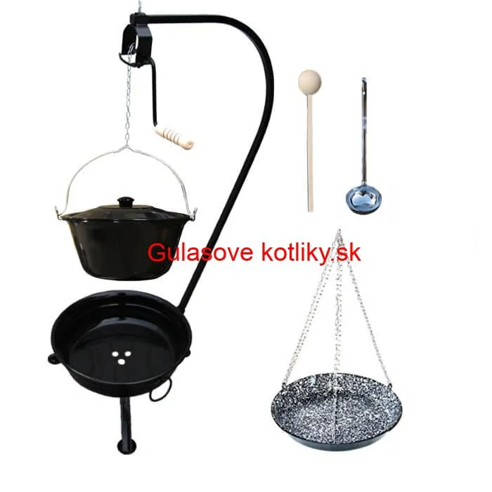 Smaltovaný kotlík 25 L (1,2 mm) + smaltovaná panvica + prenosné ohnisko