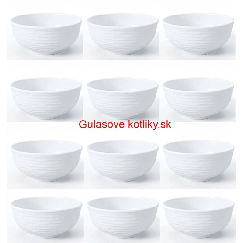 Set 12 ks: Prémiové biele misky s kamennou štruktúrou (750 ml)