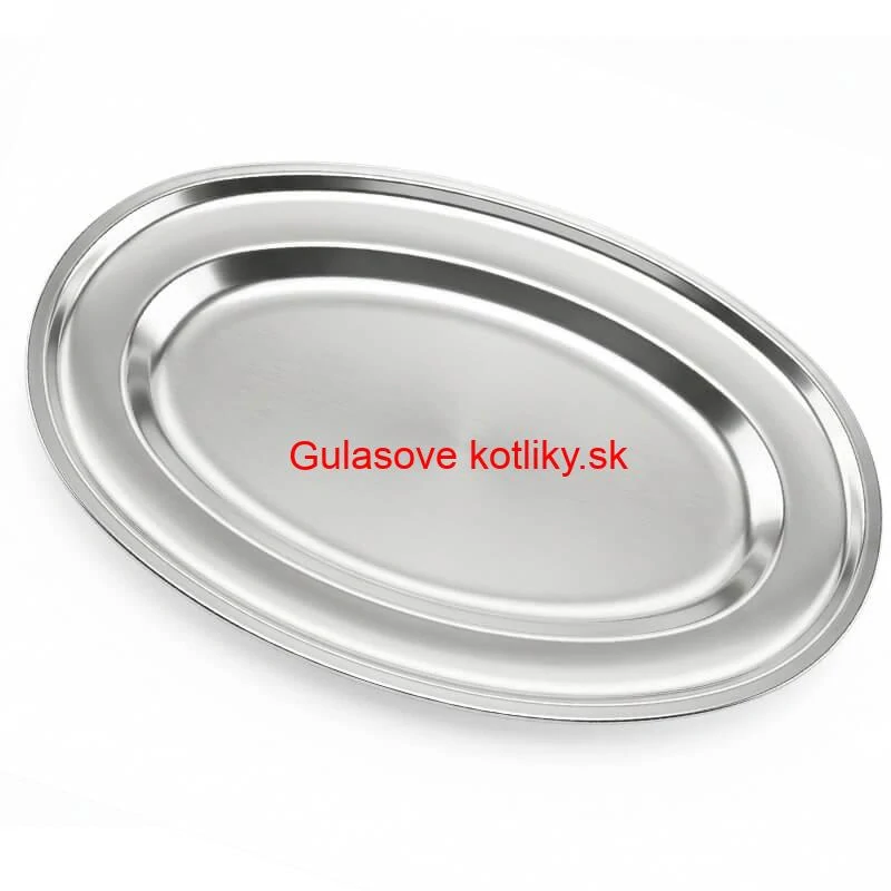Nerezový oválny podnos (40,5cm) – Odolná servírovacia tácka na mäso aj koláče