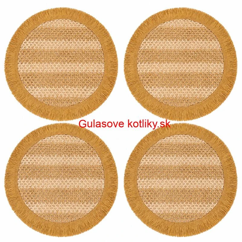 Okrúhle prírodné podložky pod tanier so strapcami 37 cm, 4 ks
