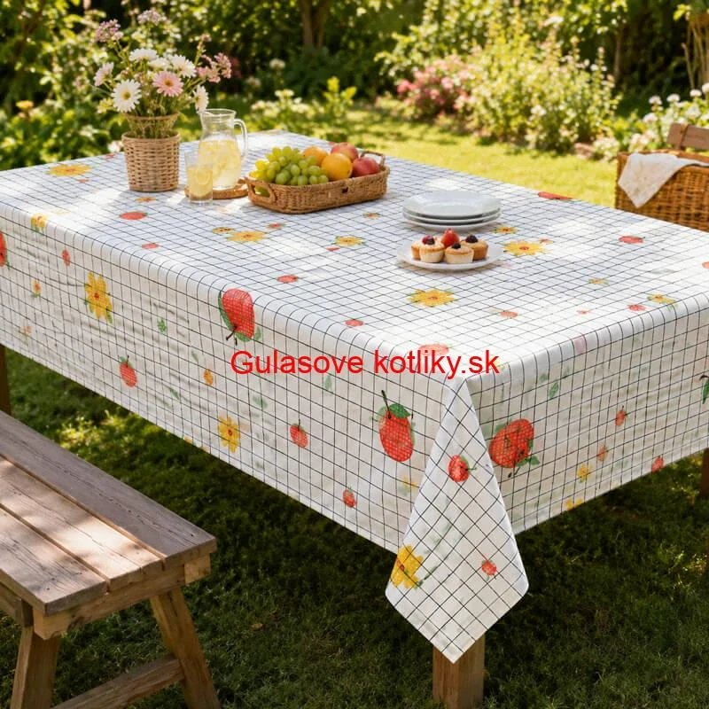 Umývateľný obrus Jablká a kvety 137 × 183 cm