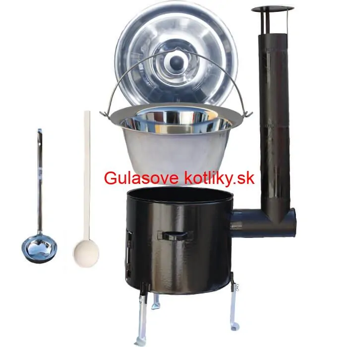 Antikorový kotlík 22 L (0,8 mm) + smaltovaná kotlina 42 cm + vareška a naberačka Easy party